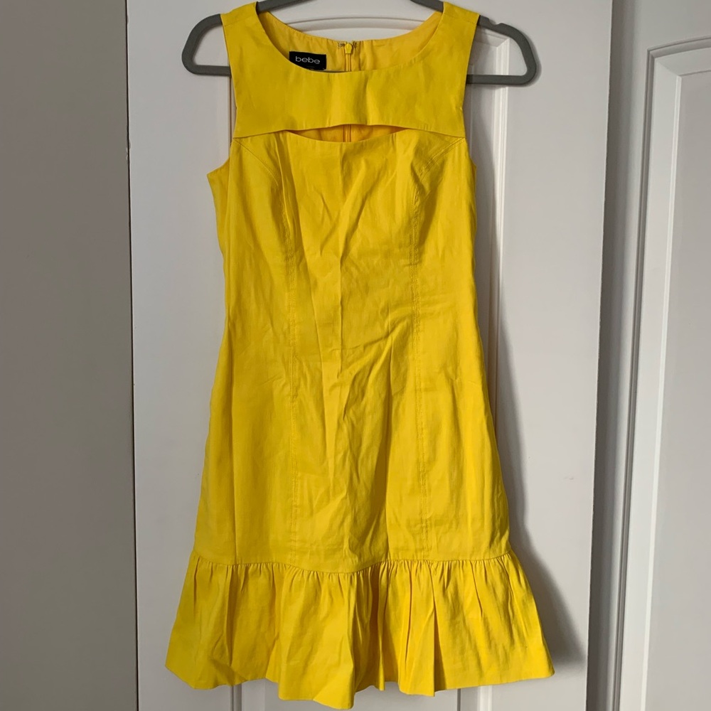 Bebe Yellow Ruffled Mini Dress